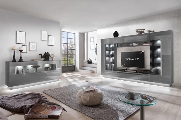 Sideboard Jackie 160 x 85 x 43 Anrichte Anthrazit/Hochglanz Anthrazit 10056 Bild 3