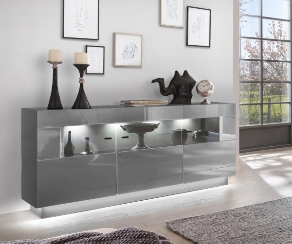 Sideboard Jackie 160 x 85 x 43 Anrichte Anthrazit/Hochglanz Anthrazit 10056 Bild 2