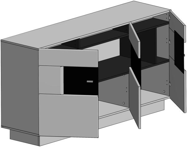 Sideboard Jackie 160 x 85 x 43 Anrichte Anthrazit/Hochglanz Anthrazit 10056 Bild 5