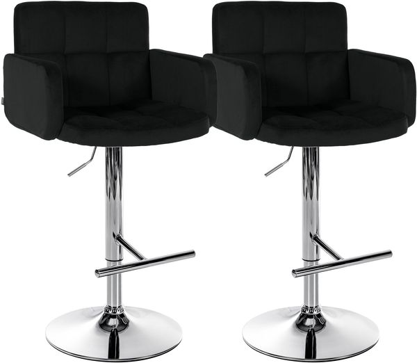 CLP 2er Set Barhocker Los Angeles Samtbezug höhenverstellbar drehbar bis 150 kg,schwarz chrom