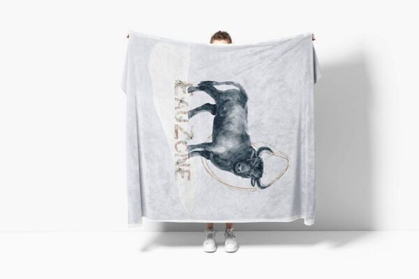 Sinus Art Handtücher Handtuch Strandhandtuch Saunatuch Kuscheldecke Stier Wasserfarben Bulle, Baumwolle-Polyester-Mix (1-St), Handtuch