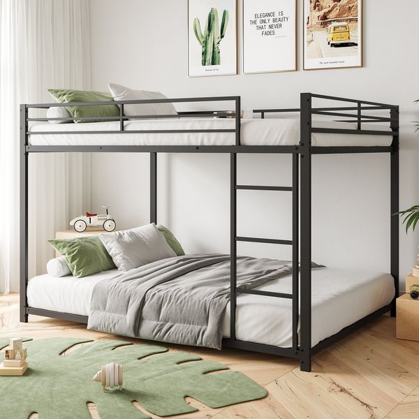Etagenbett mit 2 Schlafgelegenheiten, Lattenrost, Leiter und Rausfallschutz, 140x200 cm, Kinderbett, Metallbett