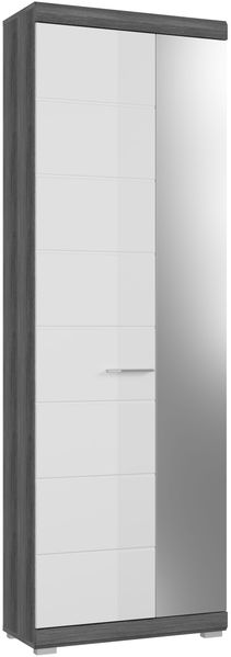 Garderobenschrank Scout - Rauchsilber / Weiß Hochglanz