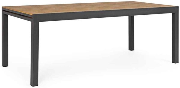 Gartentisch Saliano ausziehbar, modernes Design, Polywood und Aluminium, anthrazit, 200-300x95 cm