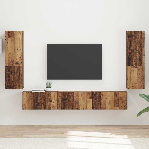 TV-Schrank Wandmontiert 4 pcs,TV-Hängeboard Altholz Holzwerkstoff