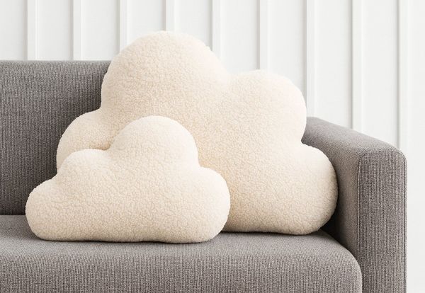 BABEES Dekokissen DEKOKISSEN Boucle Kuschelkissen Herz Wolke GROß 40x25, XXL 60x35 cm, Wolkenkissen Deko Kissen Geschenk Baby Kinderzimmer Babyshower