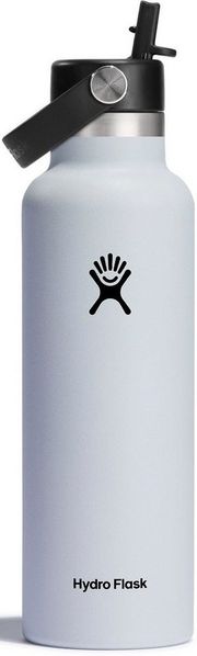 Hydro Flask - Water Bottle 621 ml (21 oz) - Vacuum Insulated Stainless Steel Water Bottle with Flex Straw Cap - Standard Mouth - White