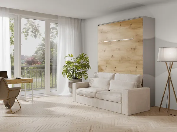 Vente-unique - RAPILI Bett Holz, Platte BeigeBeige - B 133 cm239,2 cm x H 225,2 cm x L 200 cm