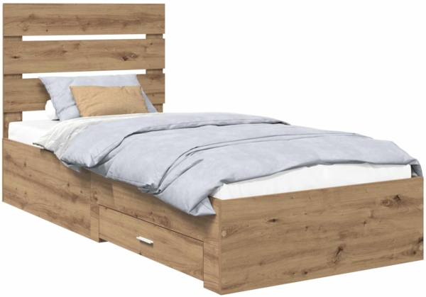 vidaXL Bettrahmen mit Kopfteil Artisan-Eiche 90 x 190 cm Holzwerkstoff 3412027