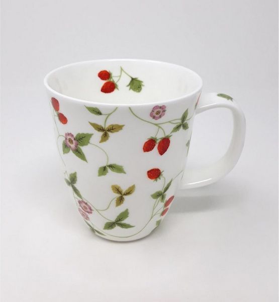 TeaLogic Tasse Erdbeeren, Porzellan, Spülmaschinengeeignet, Weiß, Erdbeeren, H: 11cm
