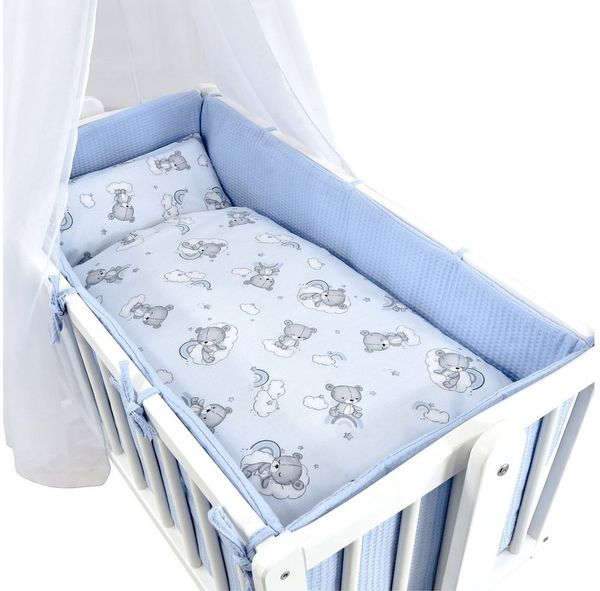 Baby-Delux Babybettwäsche Baby Wiegenset Waffelpique, Textilien, 6 teilig, Wiegenset 6-tlg. für Babywiege 90x40 (ohne Wiege) verschiedene Designs