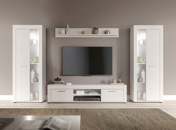INOSIGN Wohnwand Aosta, Breite 310cm, best. aus: 2x Vitrine, Lowboard, Wandboard, Wohnwand, Kombination, Anbauwand, Möbel Set, Schrankwand, Möbel Kombi