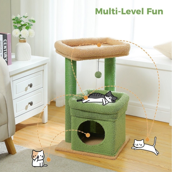 PAWZ Road Kratzbaum Kleiner Katzenbaum, mehrstöckiger Katzenturm,gemütlicher Katzenwohnung, mit Sisal-überzogenem Kratzbaum Bild 2
