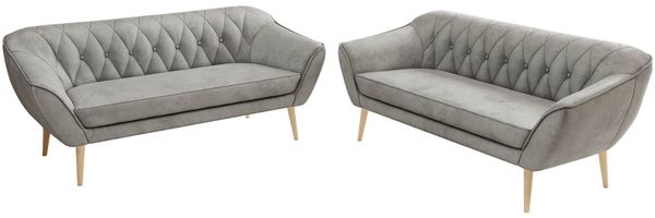 Wohnzimmerset Möbelset PIRS 3-3, Armlehnen, Wellenfederung, Buche Füße, Dreisitzer Sofa, Polstermöbel Set - Hellgrau Velvet Bild 8