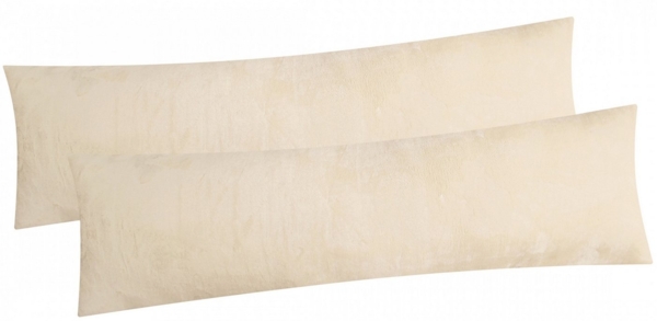 Heubergshop Seitenschläferkissenbezug, (2 Stück), 40x145cm, Fleece Winter flauschig weich warm Set Natur Creme (2x-Ecru)