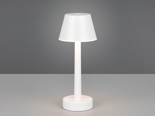 Akku Tischleuchte VIDAL kabellos, dimmbar, für Innen & Außen, Weiß, Höhe 24,5cm