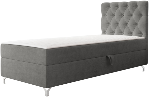 mirjan24 Boxspringbett mit H3-Matratze Cylio I , grau, 80x200 cm