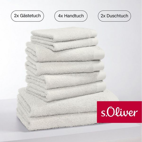 s.Oliver Handtuch Set s.Oliver, Premium Qualität, 600 gr/m², Walkfrottier (Set, 8-St), 2 Gästetücher 30x50, 4 Handtücher 50x100, 2 Duschtücher 70x140