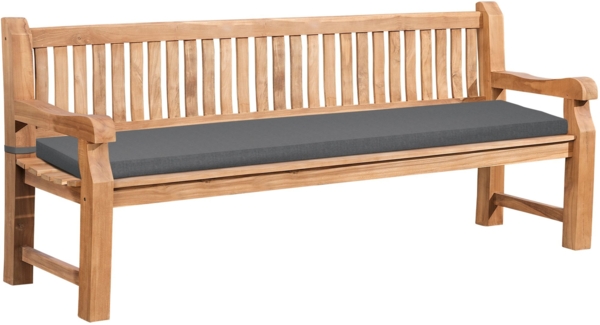CLP Gartenbank Teakholz Jackson mit Sitzkissen,dunkelgrau 206 x 48 x 8 cm