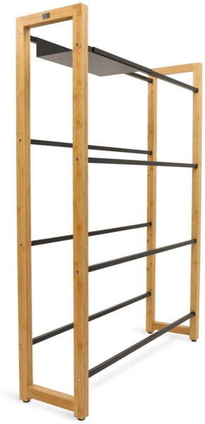 Getränkekistenregal inkl. Ablage - Bambus / Schwarz - 8 Kisten