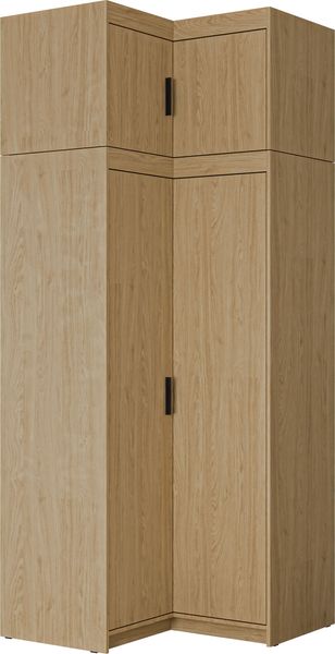 Eckkleiderschrank Elena 2D (Farbe: Geölte Eiche, mit Schrankaufsatz)