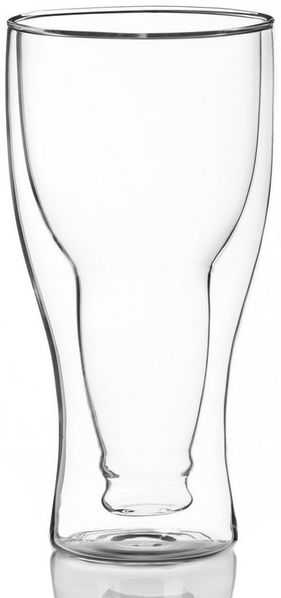 Dimono Bierglas Doppelwandiges Trinkglas, Borosilikatglas, Umgestülpte Bierflasche im Glas