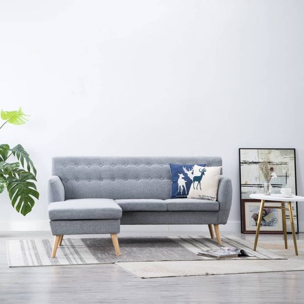 Ecksofa in L-Form, Stoffbezug Hellgrau, 171,5 x 138 x 81,5 cm