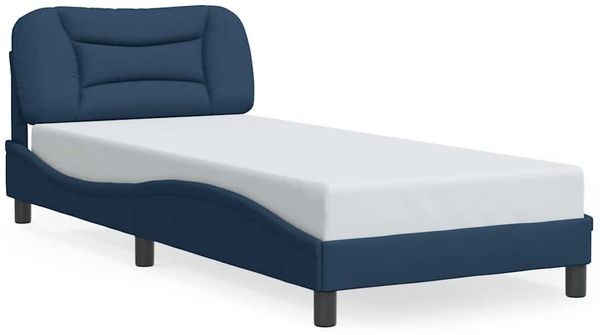 Einzelbettgestell Design für Erwachsene ohne Matratze Blau 90x190 cm Stoff d4063e