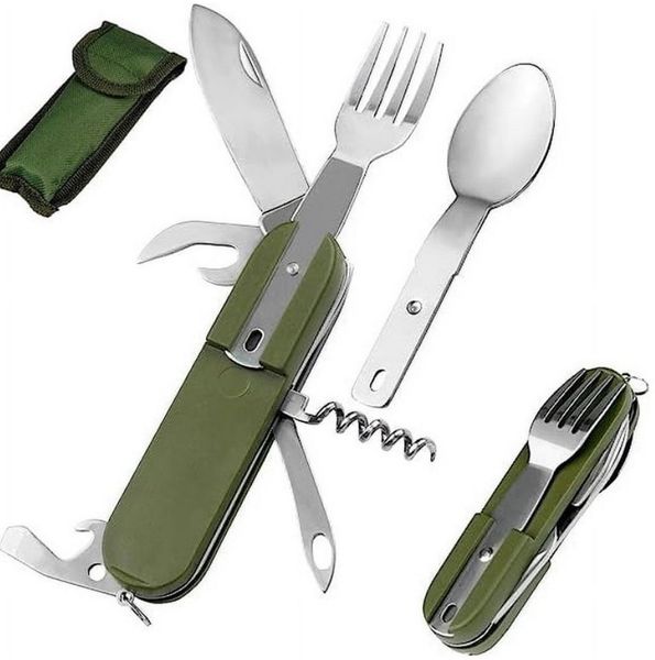 BAYLI Campinglöffel 7 in 1 Campingbesteck klappbar - Reise Besteck - Klappbesteck für