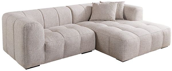 riess-ambiente Ecksofa ZERO GRAVITY 240cm graphit beige · 3-Sitzer Couch in L-Form mit Kissen, Einzelartikel 1 Teile, Strukturstoff · Nosagfederung · Rundumbezug · Ottomane rechts · Modern