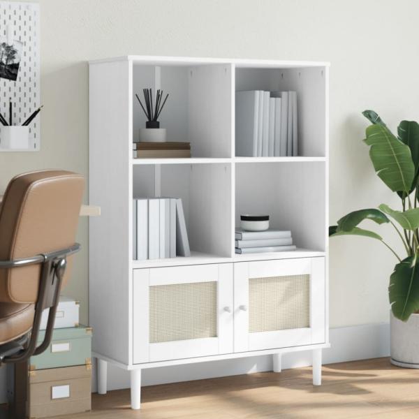 vidaXL Bücherschrank SENJA Rattan-Look Weiß 90x35x130 cm Kiefernholz 358062