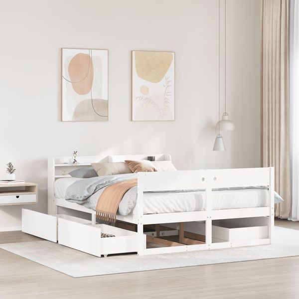 vidaXL Massivholzbett ohne Matratze Weiß 120x190 cm Kiefernholz 3307141