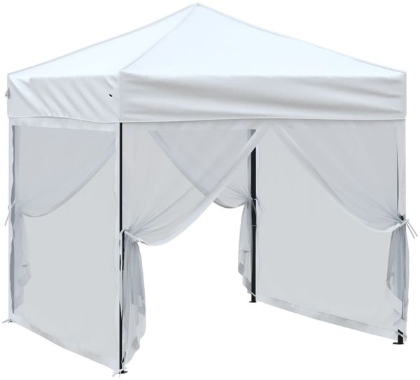 vidaXL Partyzelt Faltbar mit Seitenwänden Weiß 2x2 m 93510 Bild 3