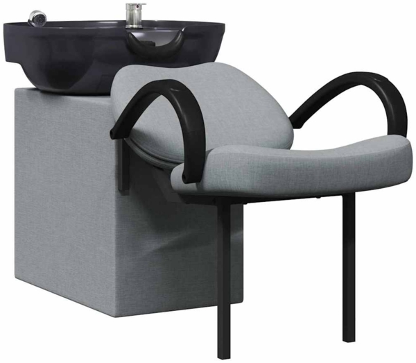 vidaXL Shampoo Stuhl Hellgrau und Schwarz 63 x 141 x 92 cm Stoff 42009073