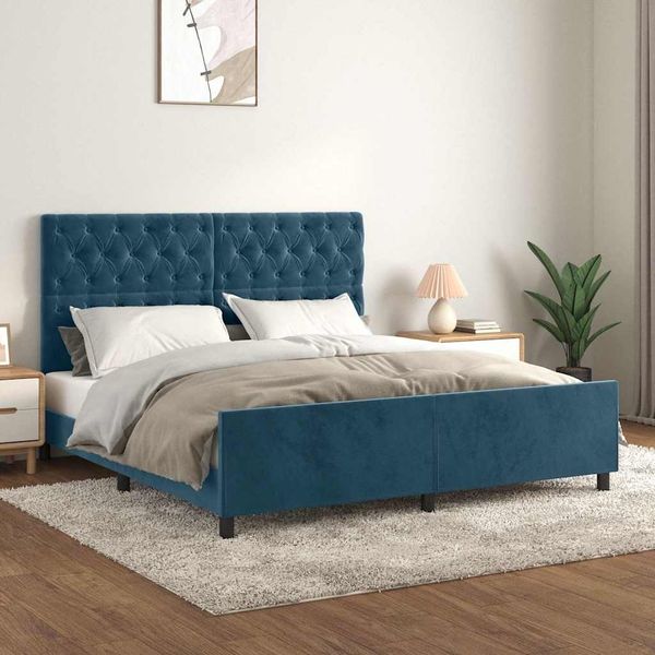 vidaXL Bettgestell ohne Matratze Dunkelblau 160x200 cm Samt 3125950
