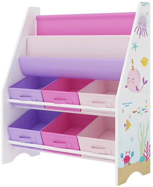 Kinderregal Ponteceso Ozean-Motiv Weiß/Rosa/Lila [en. casa]