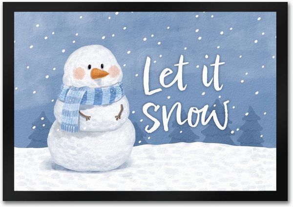 speecheese Fußmatte Schneemann im Wintersturm Fußmatte in 35x50 cm mit Spruch Let it snow