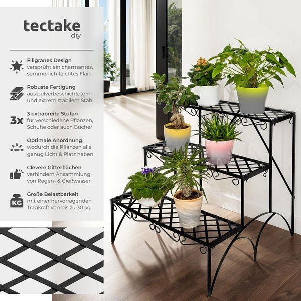tectake Pflanztisch Blumentreppe (1-St, 1 tlg), Blumentreppe mit 3 Stufen im edlen Design