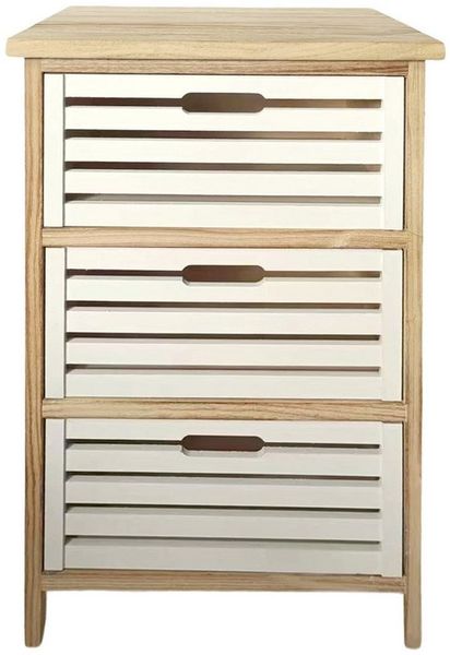 HTI-Living Kommode Kommode Melia 3 Schubladen Lamellen Artisaneiche-Weiß (Stück, 1 St, 1 Kommode)