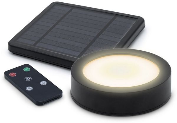 Spetebo LED Solarleuchte LED Solar Magnet Pavillon Leuchte schwarz mit Fernbedienung - Ø 12 cm, 3, LED fest integriert, warmweiß, Gartenschirm Beleuchtung mit 3 Helligkeitsstufen