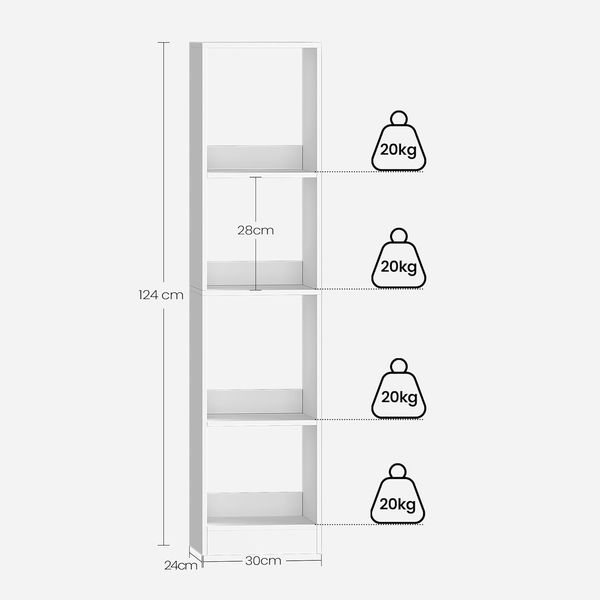 Bücherregal, Bücherschrank，Würfelregal，Modernes offenes Regal aus Holz, Aufbewahrungsregale und Präsentationsregale für Wohnzimmer, Home Office, Schlafzimmer, 4-Tier, Weiß Bild 7