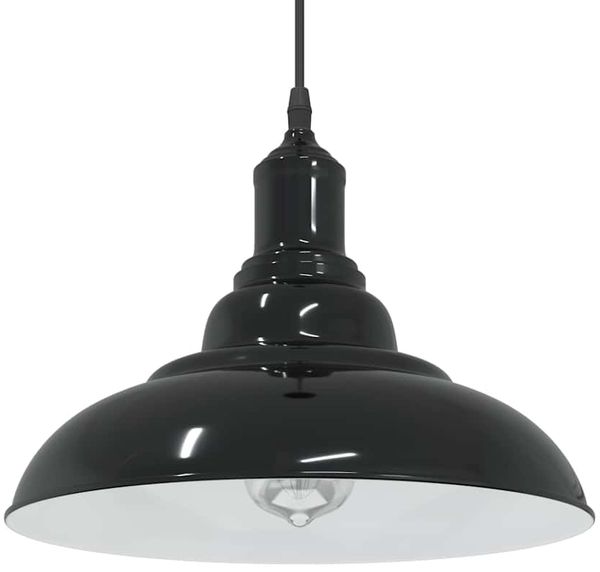 vidaXL Pendelleuchte Höhenverstellbar E27 Schwarz Glänzend Ø 31 cm 4103435