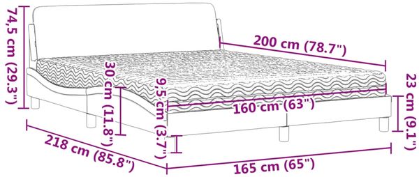 vidaXL Bett mit Matratze "Dover" Weiß 160x200 cm Kunstleder 3208438 Bild 9