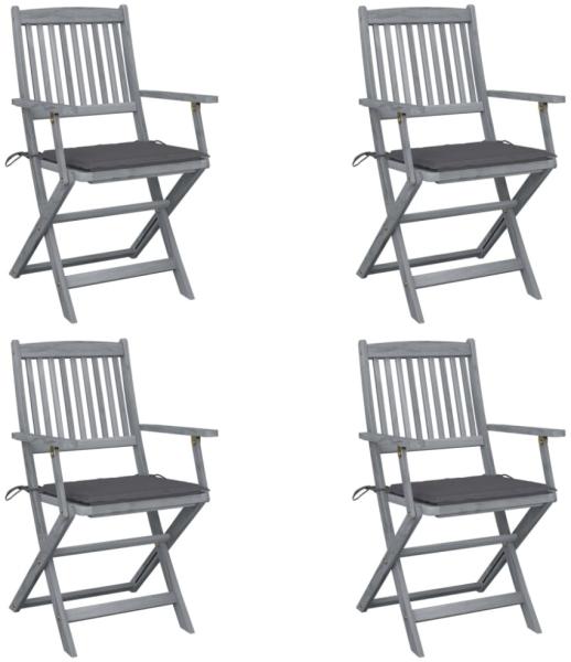 vidaXL Klappbare Gartenstühle 4 Stk. mit Sitzkissen Massivholz Akazie 3064509