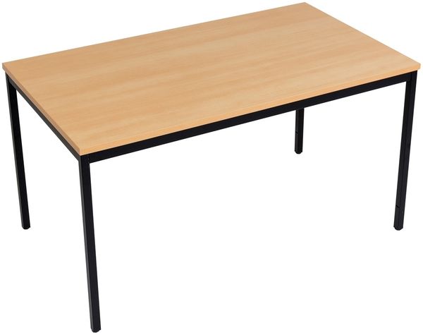 Furni24 Rechteckiger Universaltisch mit laminierter Platte Buche 160 x 80 x 75 cm, Metallgestell und niveauausgleichs Füßen, ideal im Homeoffice als Schreibtisch, Konferenztisch, Computertisch, Esstisch