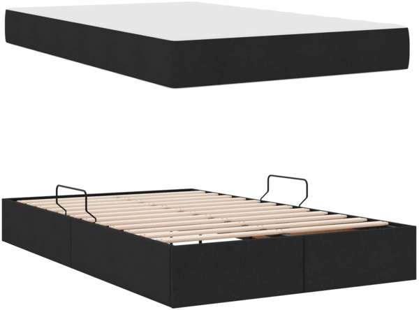 vidaXL Aufbewahrungsbett mit Matratze Schwarz 120x190 cm Polyester 3399648 Bild 7
