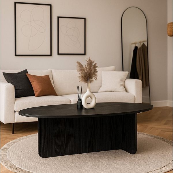 moebel17 Couchtisch moebel17 Couchtisch oval 120x60 cm Wohnzimmertisch Travertin (Einzeltisch, 1-St, Einzelner Couchtisch), Mit Granitoptik