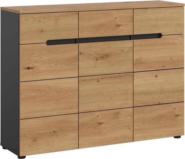 Home affaire Garderobenschrank REHAT, TOPSELLER!, Breite 120 cm, 3 Türen, 3 Schubkästen, 12 Fächer (1-St, in verschiedenen Farben erhältlich, Platz für ca. 24 Paar Schuhe) Schuhschrank, Kommode, Schuhkommode, Anrichte, Sideboard