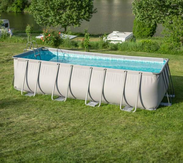 Summer Waves Elite Frame Pool | Aufstellpool rechteckig | Komplettset | Grau | 549x274x132 cm