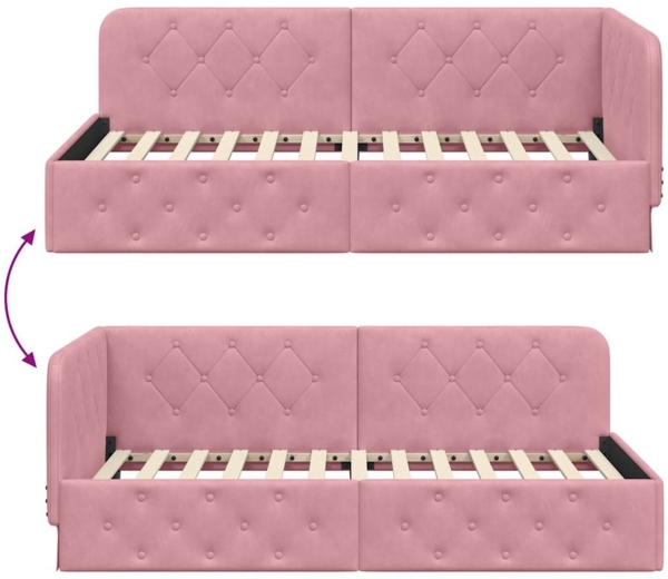 vidaXL Eckbettgestell mit Kopfteil Rosa 90x200 cm Samt 42016536 Bild 8